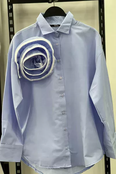 GÜLLÜ GÖMLEK MAVİ