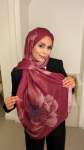 ÇİÇEK DESEN ŞAL BORDO  Bordo